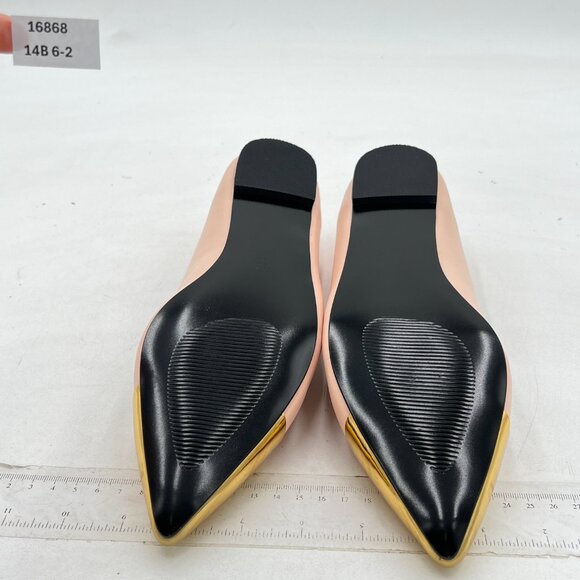 FOWT Light Pink Classic Slip-on Pointed Toe Flats for Women Chic Cap Toe Shoes - Picture 6 of 7